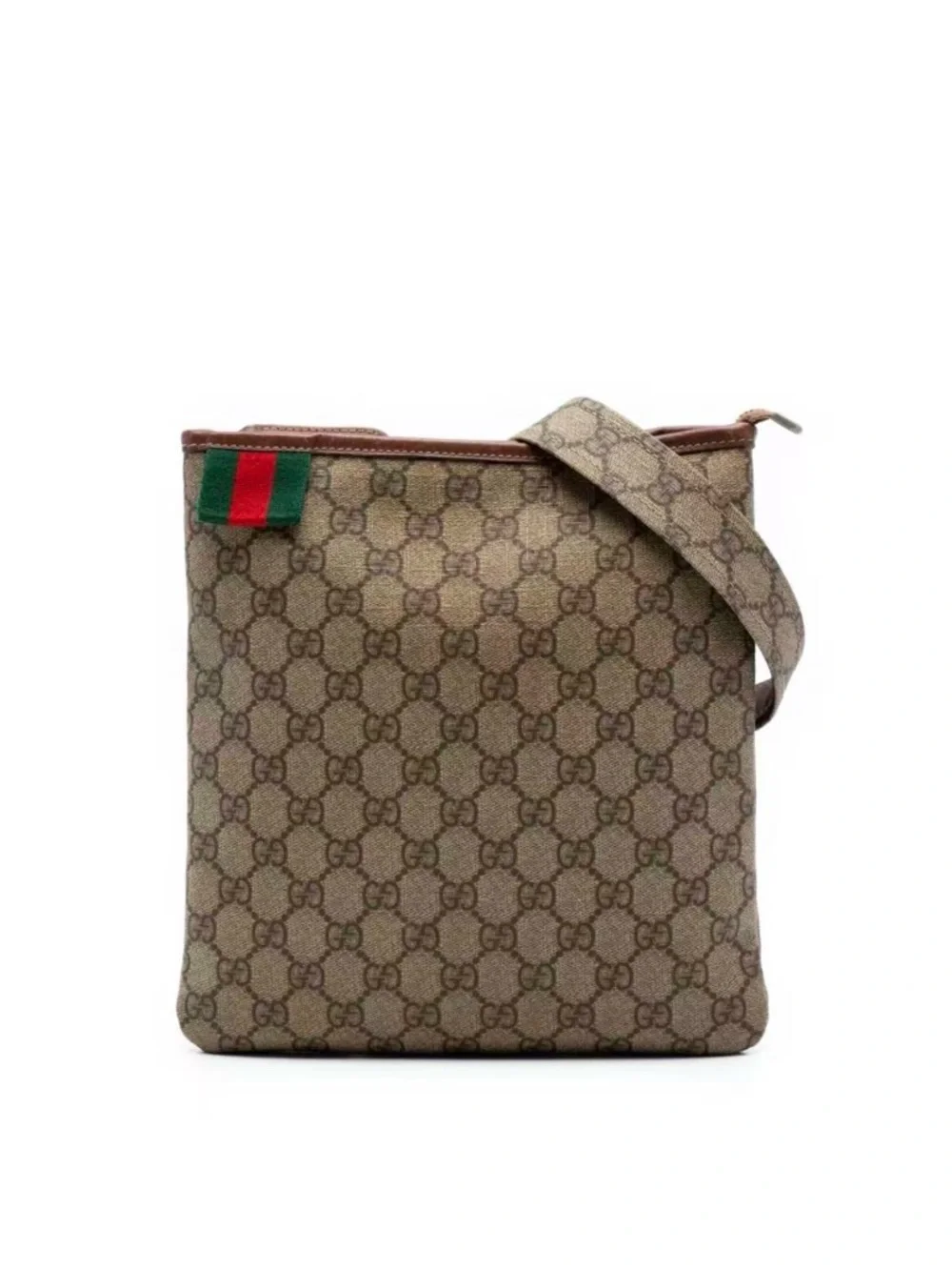 Authentic Gucci GG Monogram Supreme Sherry Web Messenger Crossbody